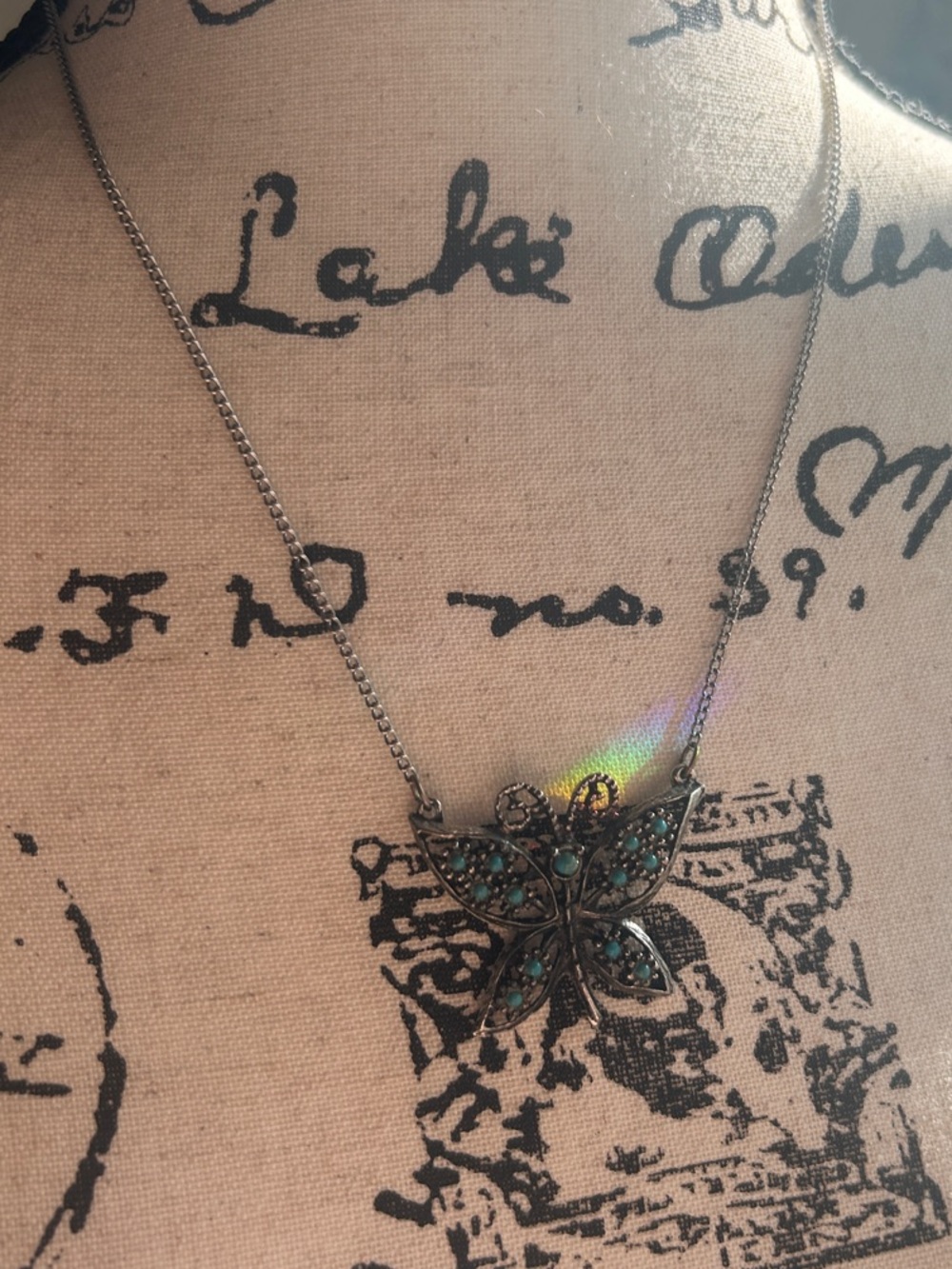 Vintage Boho Turquoise Butterfly  Necklace